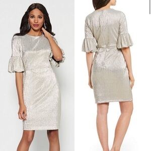 Donna Morgan Silver Ruched Sheath Dress